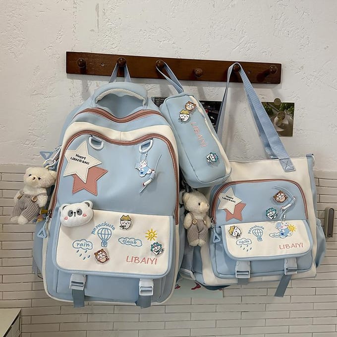 Meisjes Grote Capaciteit en Hoge Waarde Ins Stijl Niche Twee Delig Tutorial Tas Lichte Rugzak Rugzak . gray