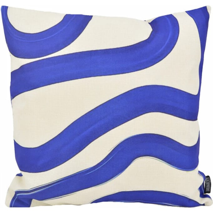 Gek op kussens! Sierkussen royal blue lines | 45 x 45 cm | katoen/linnen