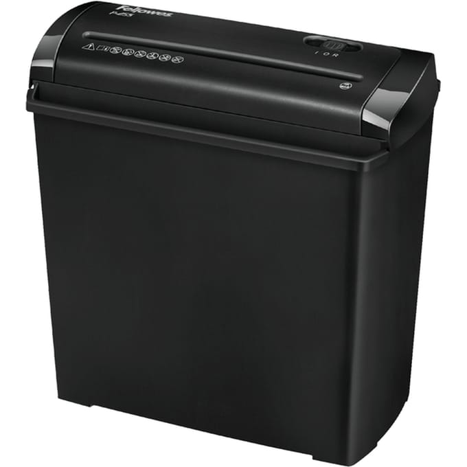 Fellowes Powershred P-25S papiervernietiger, strooksnede 7 mm, P-1, 11 l, snijcapaciteit 5 vel, zwart/grijs