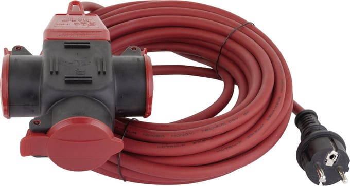Verlengsnoer met splitter - 3 voudig - 10 meter - H07RN-F