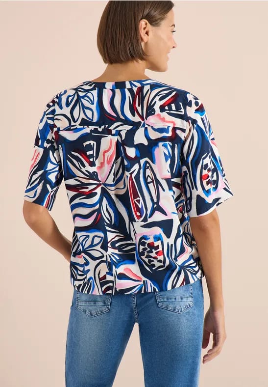 Blouse met korte mouwen en veelkleurige print