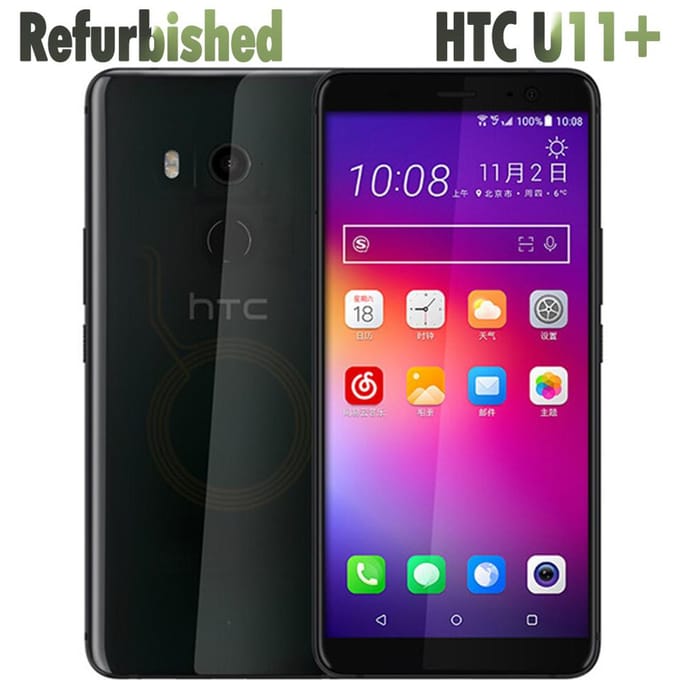 Gereviseerde HTC U11+ 6.0  4GB RAM 64GB ROM Mobiele Telefoon met Enkele SIM/Dubbele SIM 4GB+64GB Simple Set zwart