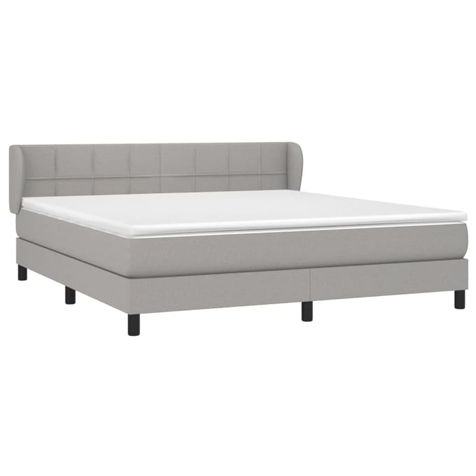 vidaXL - Boxspring - met - matras - stof - lichtgrijs - 180x200 - cm