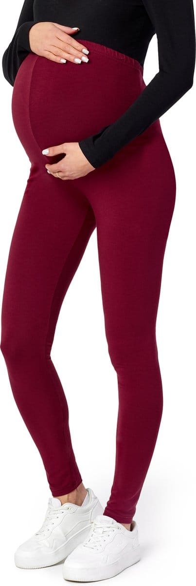 Be Mammy BE-Leggings-02 Dames Zwangerschapsleggings - Lang - Viscose - Elasthan - Wijnrood - S