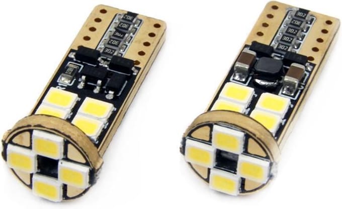 T10 - 2835 - 12 SMD - CANBUS - 12/24V - 2 stuks - Wit