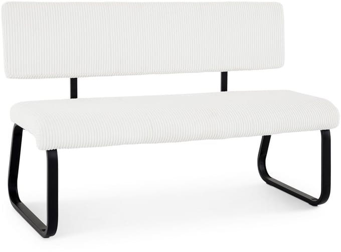 Eetkamerbank MATESE van corduroy – wit
