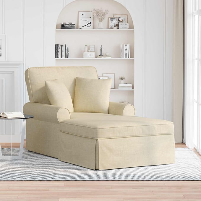 vidaXL - Chaise - Lounge - met - Rok - 3 - st - Crème - Stof - 91 - x - 157 - x - 91 - cm