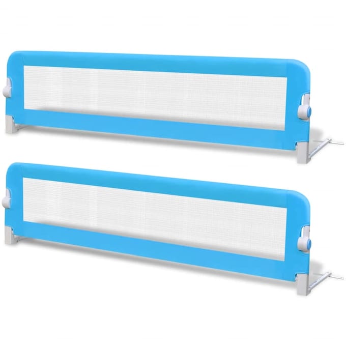 Barrière de Sécurité pour Lit d'Enfant 2 Pièces Bleu 150 x 42 cm