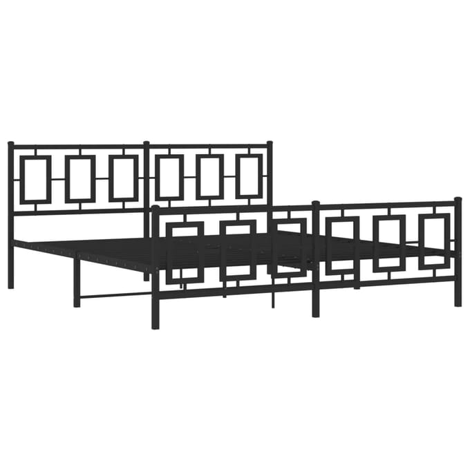 vidaXL - Bedframe - met - hoofd- - en - voeteneinde - metaal - zwart - 183x213 - cm