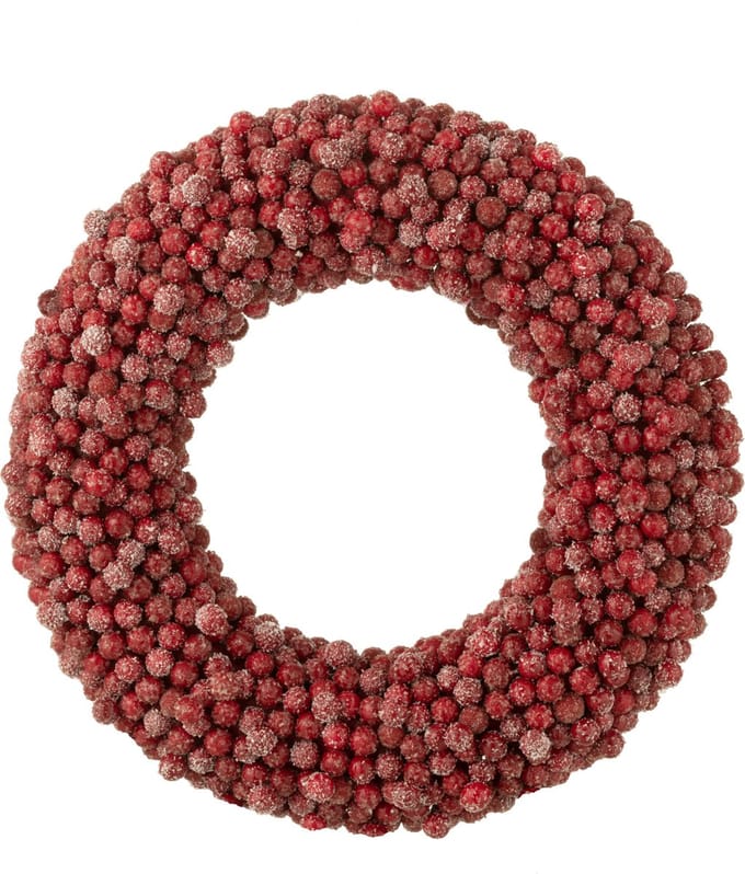 J-Line hanger Krans Rond Bessen - kunststof - rood - large