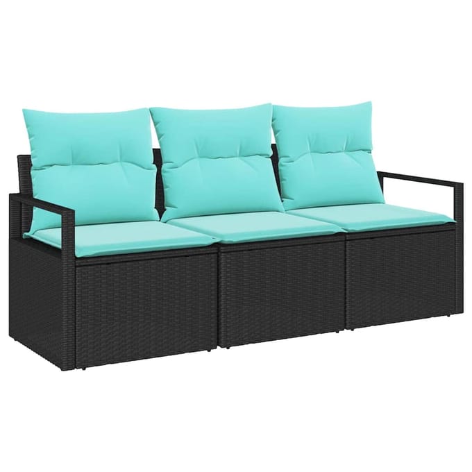 vidaXL Bankstel 3 st Zwart poly rattan