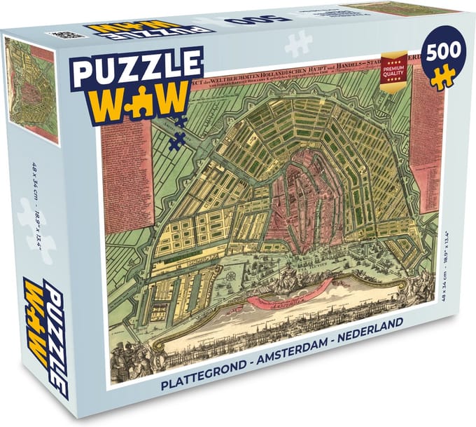 Puzzel Plattegrond - Amsterdam - Nederland - Legpuzzel - Puzzel 500 stukjes - Stadskaart