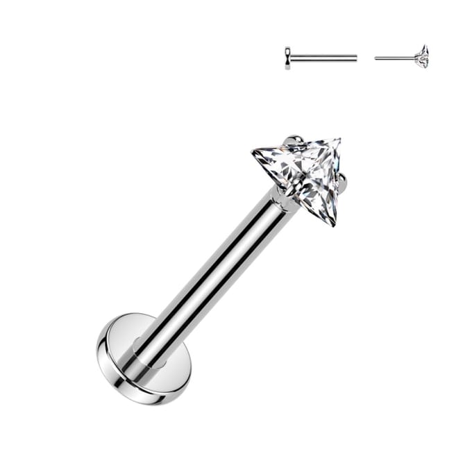 Piercing titanium push in driehoek 0.8X8x3 - zilver - LMPiercings