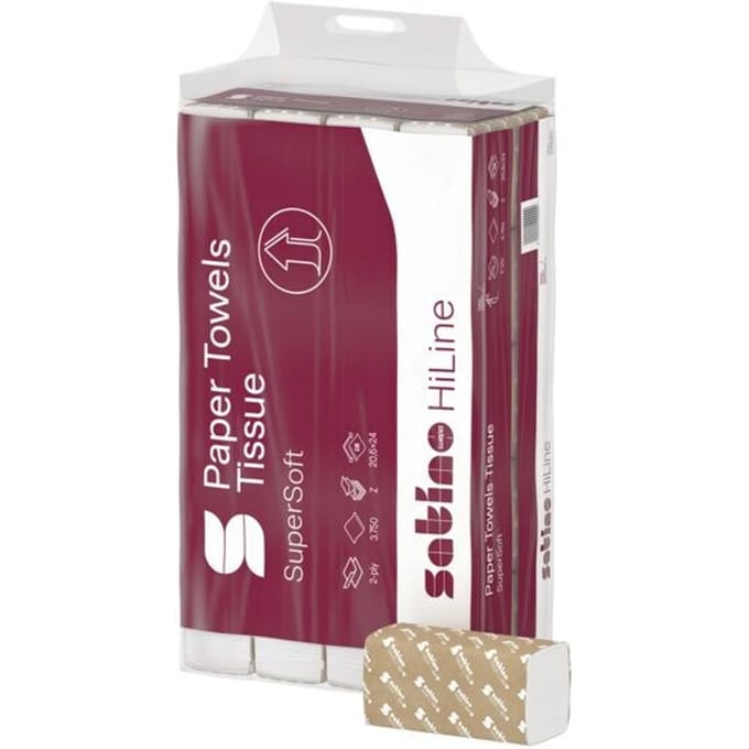 Handdoek Satino PT2 intervouw cell. wit 2lgs 21x24cm 25x150