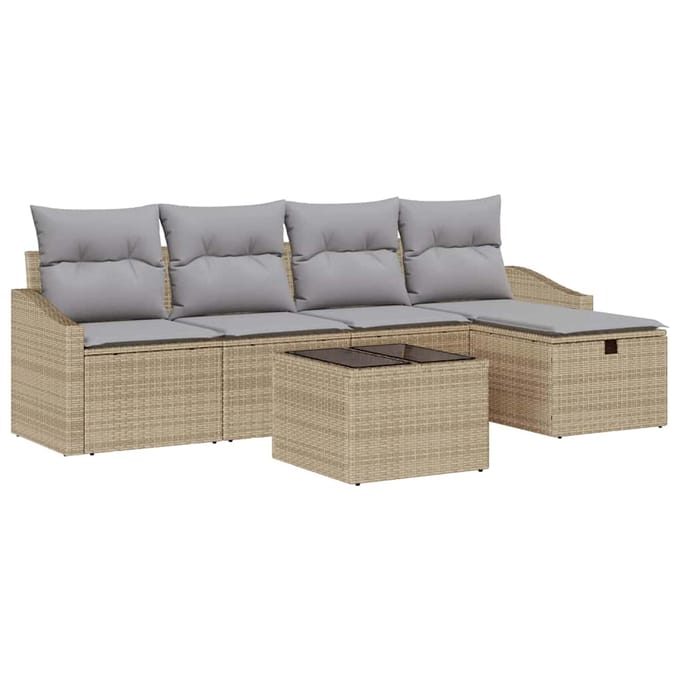 vidaXL - Bankstel - 5 - st - poly - rattan