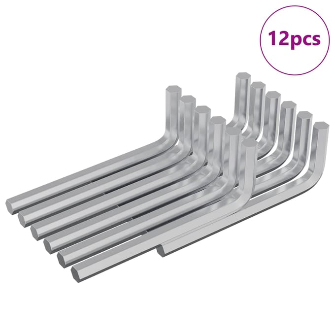 vidaXL Zeskantsleutel 12 st zilver 32 x 86 mm Staal