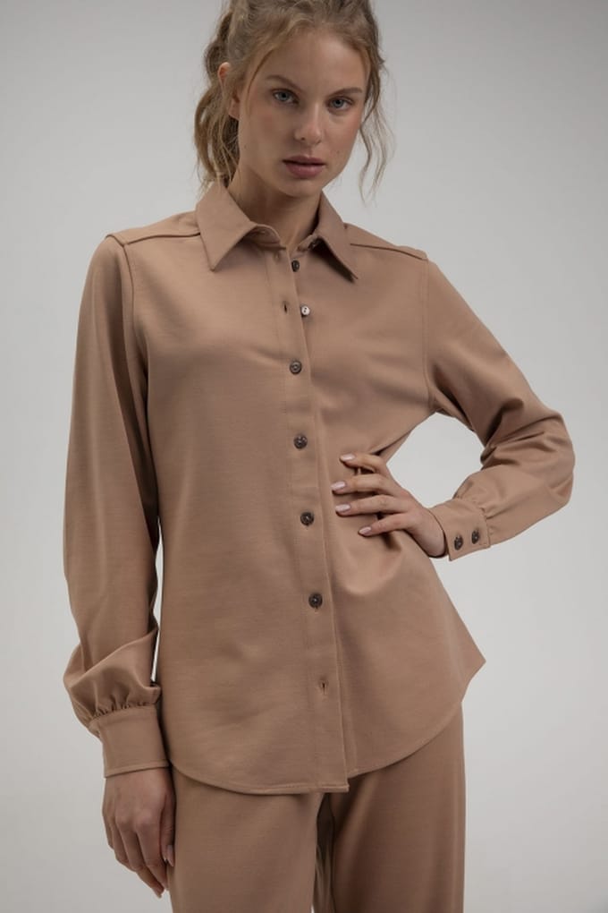 Josephine & Co Sami Blouse Caramel Maat: 34 | Longsleeves Outlet | Dames | Beige