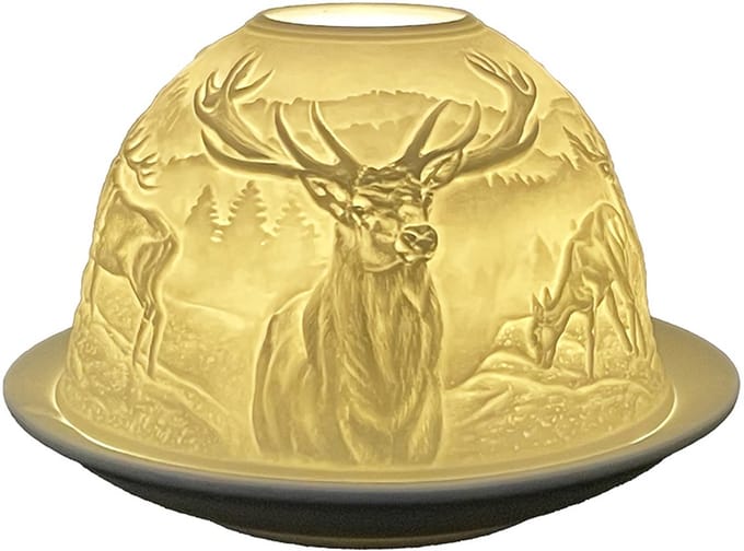 Clayre & Eef Waxinelichthouder Ø 12x8 cm Wit Porselein Hert