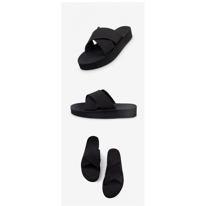 Sandale à enfiler Indosol Black   Sandale à plateforme croisée Platform Cross Slide - Black (W6-7) black