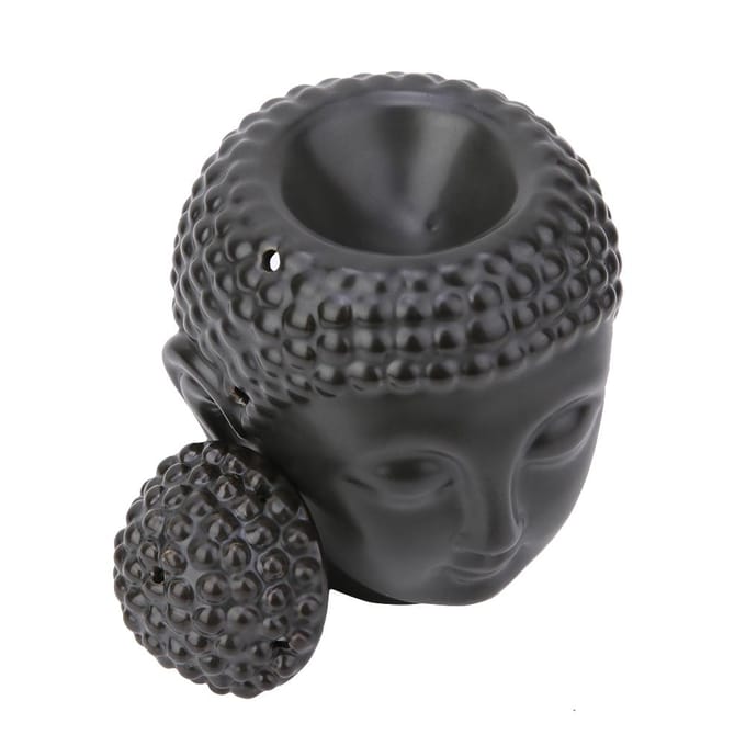 Zwarte Boeddha Hoofd Vormige Essentiële Olie Brander Wierook Diffuser Kaarsenhouder black