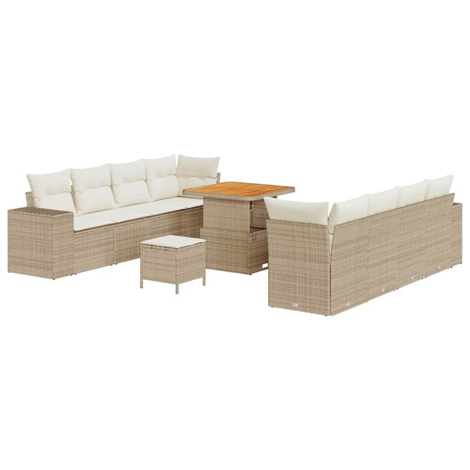 vidaXL - Tuinbank - Set - Beige - en - Crème - poly - rattan