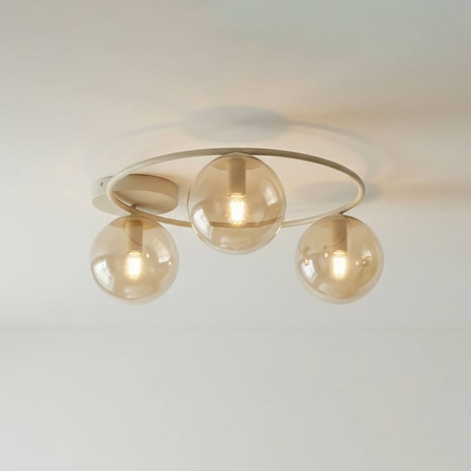 EMIBIG LIGHTING Plafondlamp Sopra, beige, Ø 47 cm, 3-lamps, glas/metaal, E14