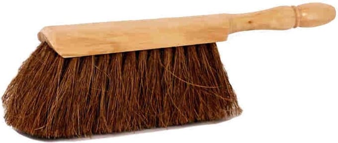 Handstoffer kokos gelakt 32cm schoonmaak borstel bruin hout.