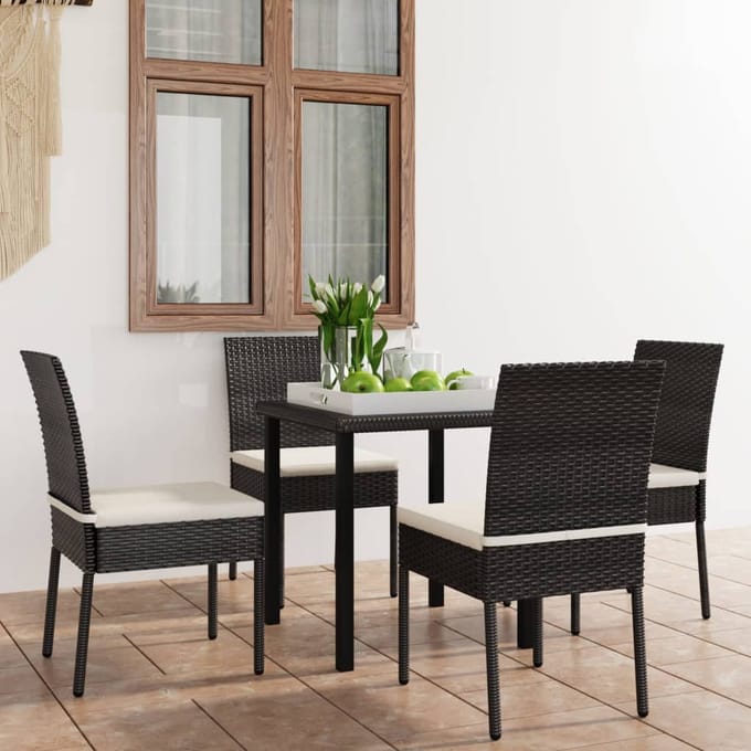 vidaXL - 5-delige - Tuinset - poly - rattan - zwart