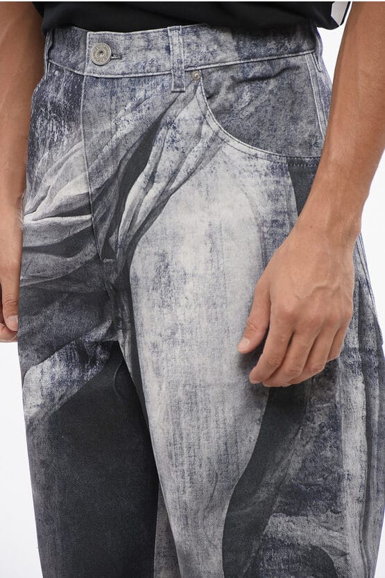 Loose Fit Jeans met Beeldhouwprint 38cm in Blauw, Grijs