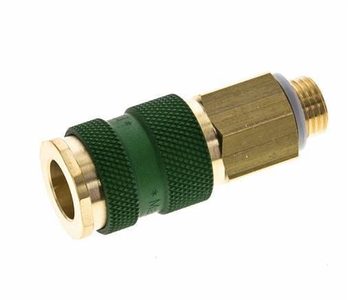 Messing DN 7.2 (Euro) Groen-Coded Luchtkoppeling Snelkoppeling G 1/4 inch Buitendraad - CLS7-M-B-GRE-P-CD-014
