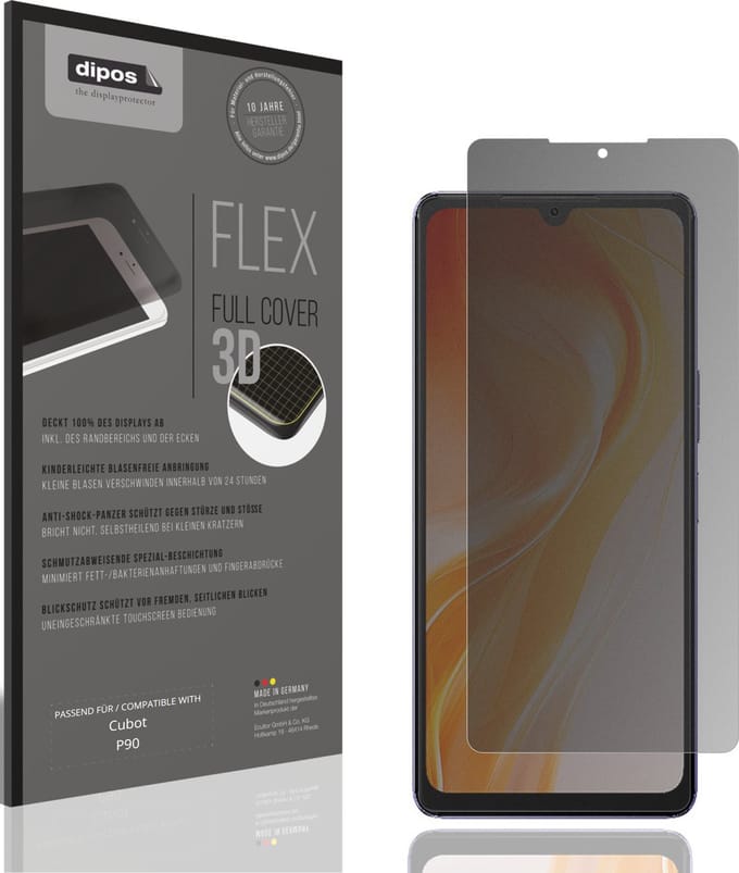 dipos FLEX – Matte Privacy Screenprotector geschikt voor Cubot P90 | Volledige Schermbescherming | Case-Friendly