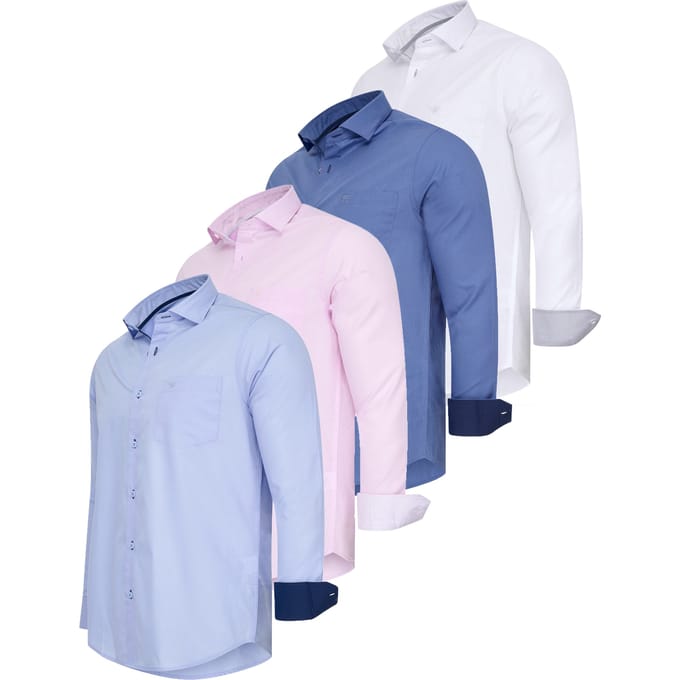 Cappuccino Italia - Heren Overhemden Overhemd Uni Voordeelpakket - Multi - Maat XL