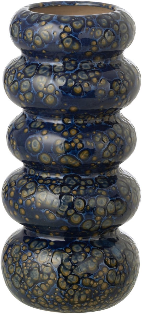 J-Line vaas Ringen - porselein - donkerblauw - small