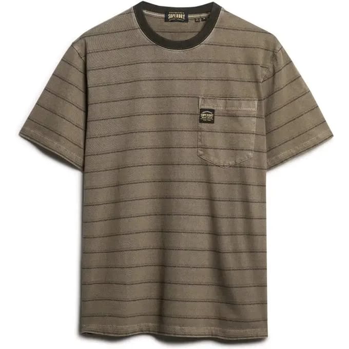 Superdry - Getextureerd gestreept T-shirt met borstzak - Heren - T-shirts