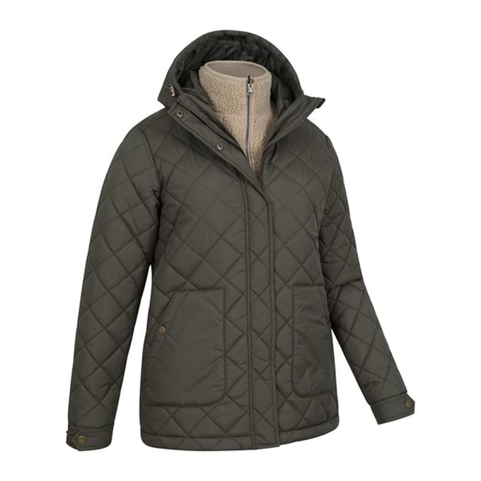 Mountain Warehouse Dames/Dames Nebraskan Borg 3 in 1 gewatteerd jack (Kaki Groen)