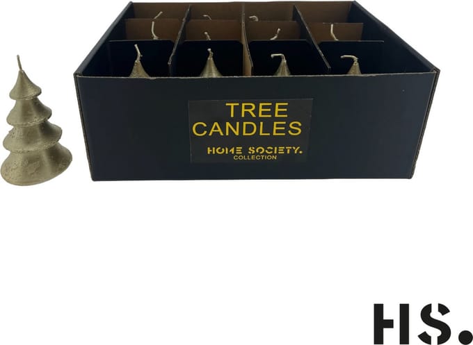 Home Society - kerstboomkaars Layer - Goud - S - 10.5 x 6.5 x 6.5 cm doos 12 stuks