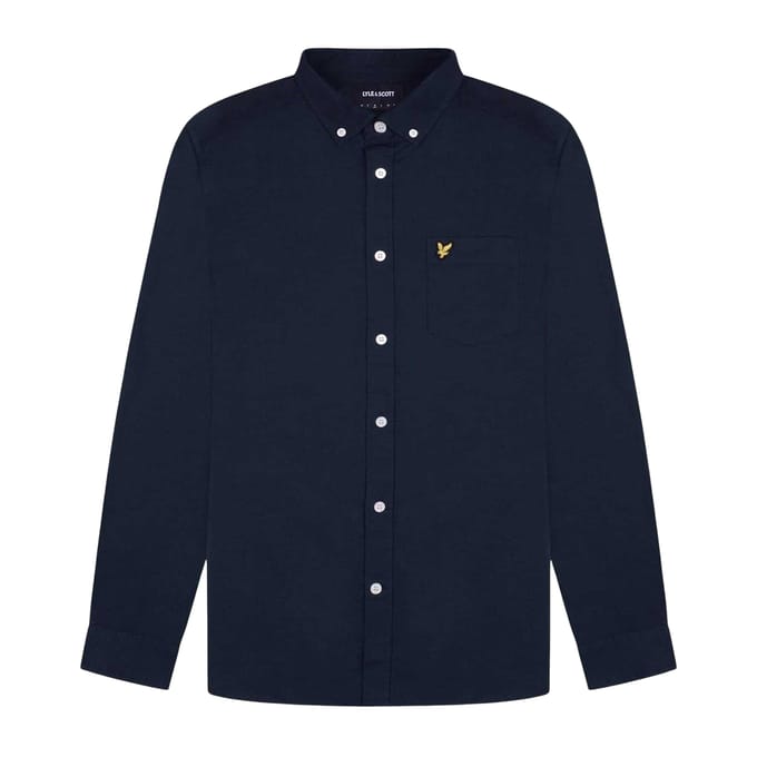 Lyle & Scott Heren Geborduurd Logo Oxford Overhemd (Marine)