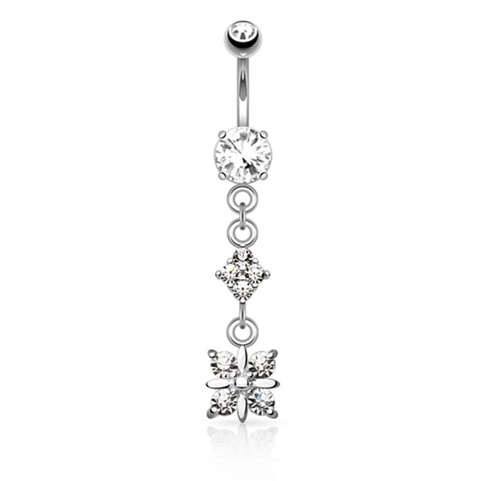 Navelpiercing diamant met hanger - zilver - LMPiercings