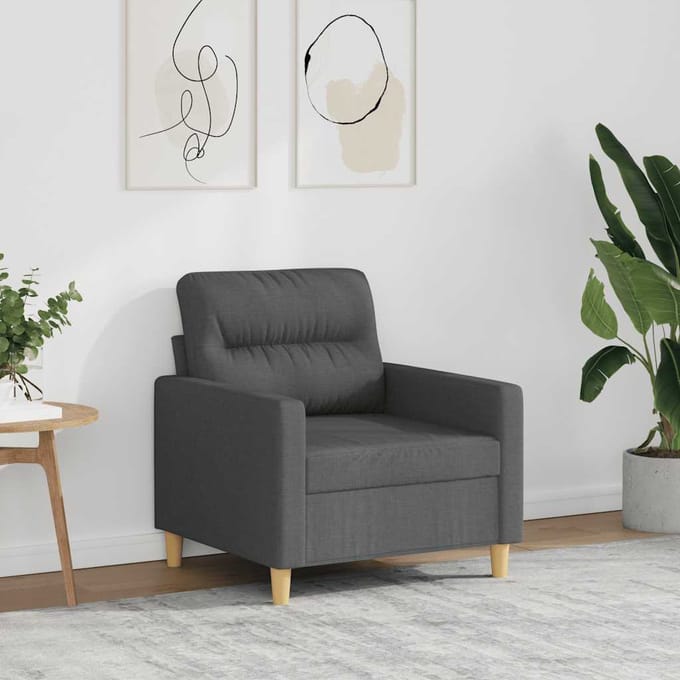 vidaXL - Fauteuil - 60 - cm - stof - donkergrijs