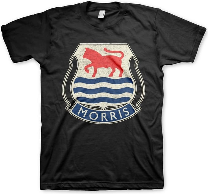 Morris Vintage T-shirt met logo, zwart