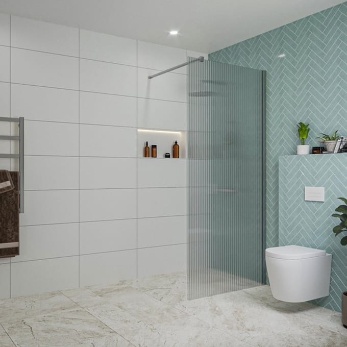 FugaFlow Eccelente Vetro inloopdouche badkamer - 90x200cm - ribbelglas - wandarm - chroom -