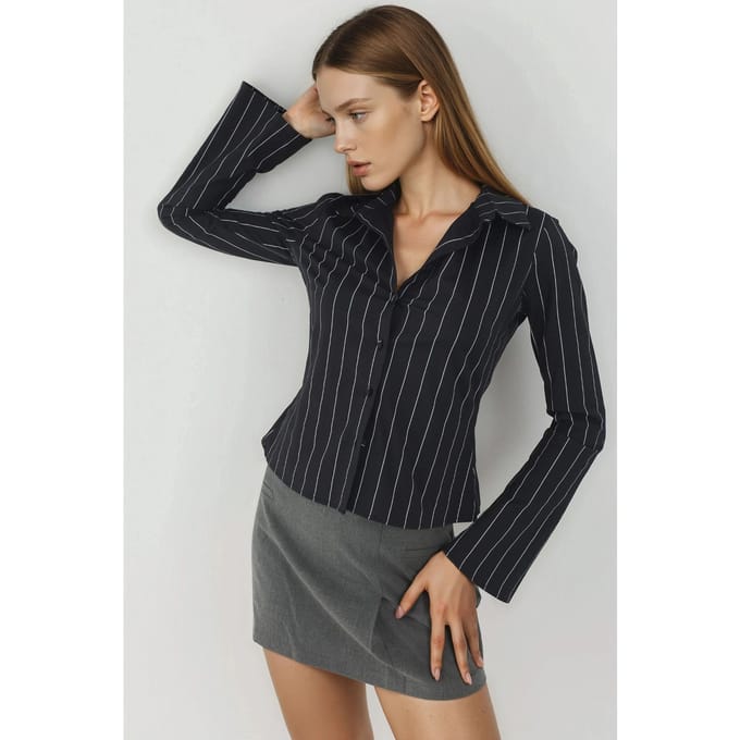 Slim Fit Gestreepte Overhemd met Knopen