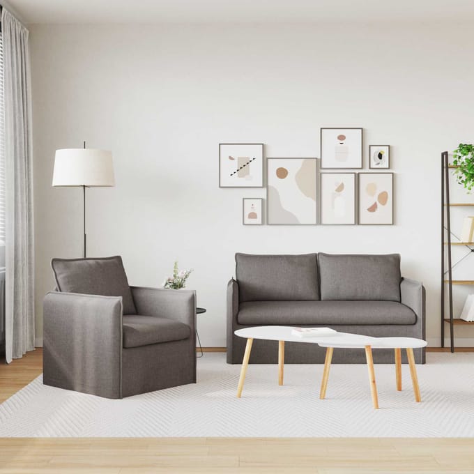 vidaXL Bankstel 2 pcs Taupe 156 x 82 x 85 cm Stof