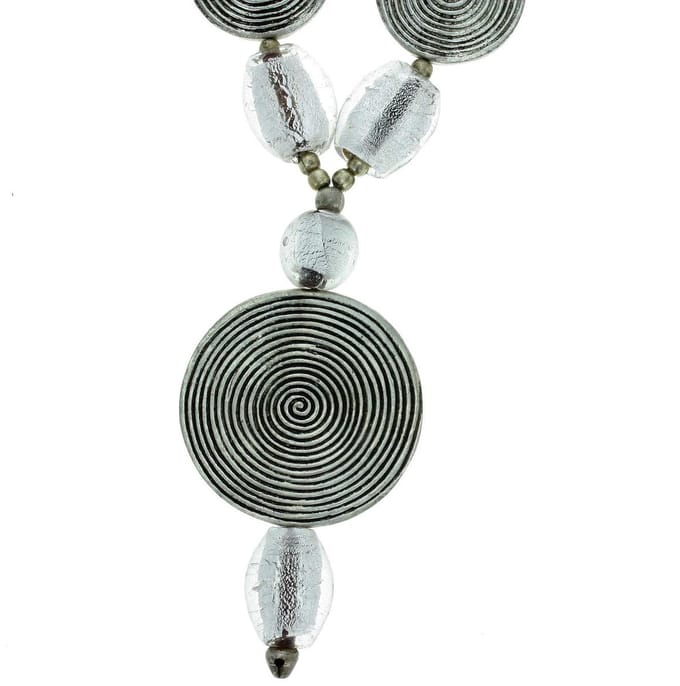 Behave - Ketting dames - Witte glaskralen hanger - Retro stijl - 52 cm