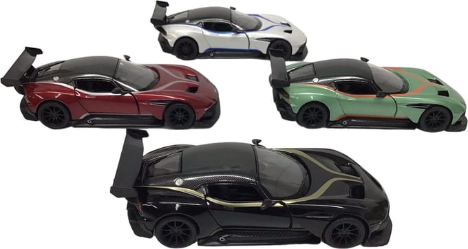 Aston Martin Vulcan met strepen Pull-back motor - 1:38 - Kinsmart verkrijgbaar in 4 kleuren verkoop per stuk