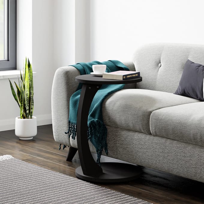 Bijzettafel Holeby rond 56xØ38 cm zwart mat [en.casa]