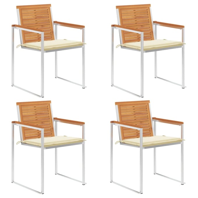 vidaXL - Tuinstoelen - 4 - st - met - kussens - massief - acaciahout