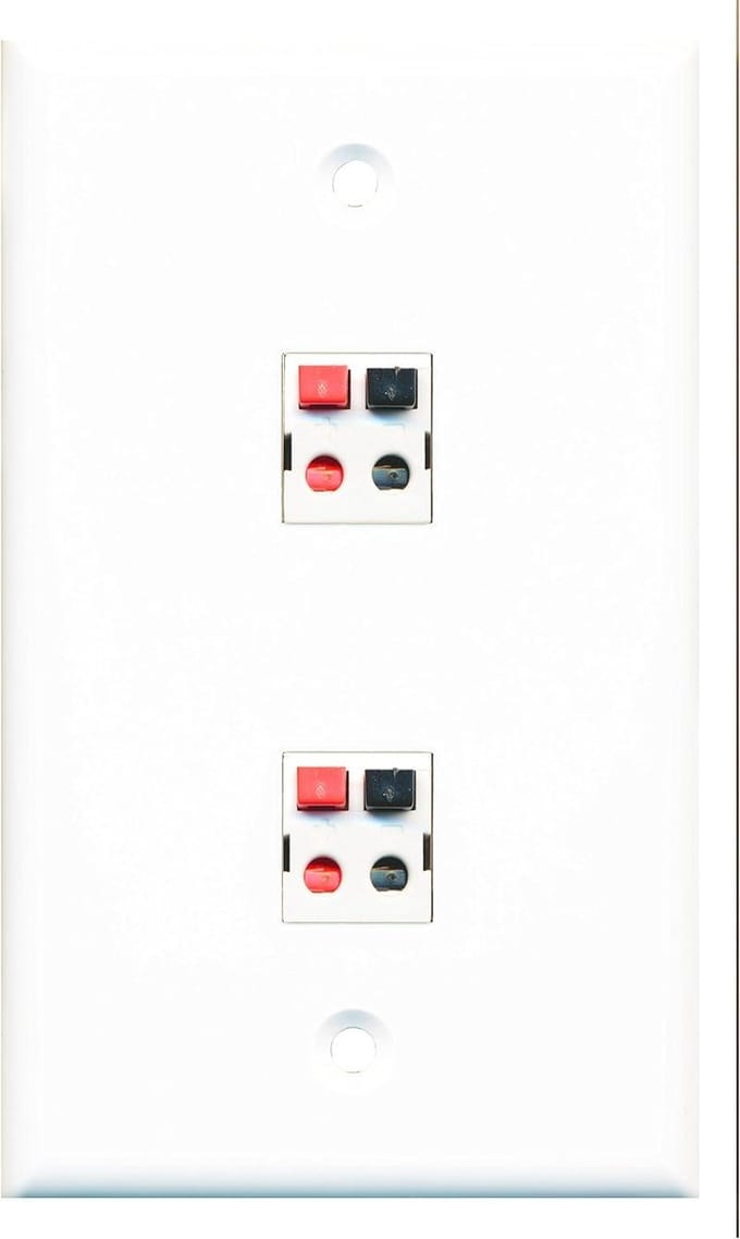 Wandplaat Luidspreker - Audio Aansluiting - Home Cinema - Tooless Aansluiting - 2 Poorts - Wit