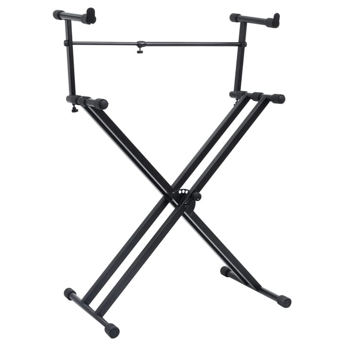 vidaXL - Keyboardstandaard - X-frame - dubbel - versterkt - zwart