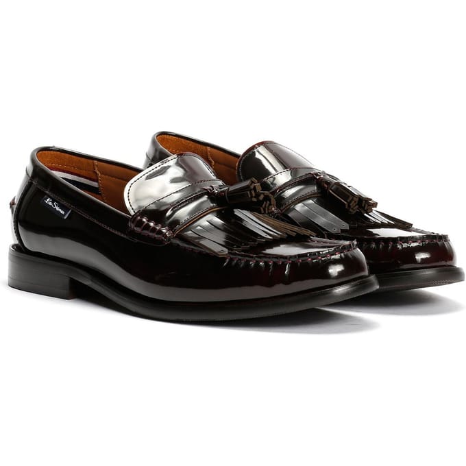 Ben Sherman Buster Leren Heren Rode Instappers